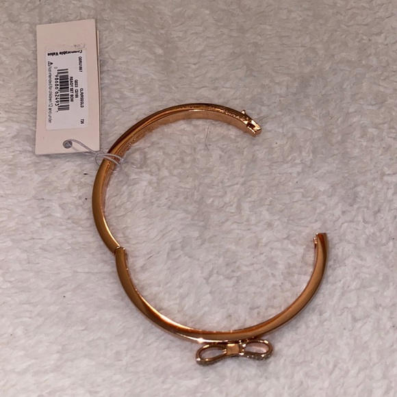 Kate Spade Rose Gold Tone Crystal Hinged bow bracelet nwt - Picture 4 of 5